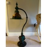 A LARGE GREEN PAINTED STREET LAMP, 126cm in height