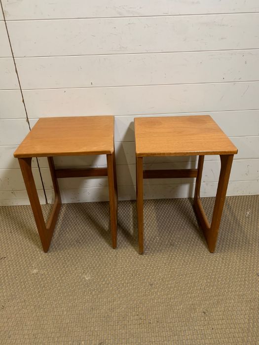 A pair of Mid Century teak side table (H48cm Sq36cm) - Image 2 of 4