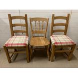 Three pine kitchen dining chairs