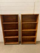 A pair of Hussif open bookcases (H123cm W60cm D21cm)