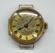 A 9ct gold (marked 375) ladies watch with no strap Total weight 12.2g