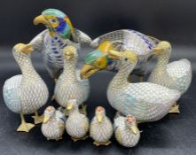 A Selection of Cloisonné birds.