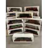 A selection of scale models of locomotives on stands