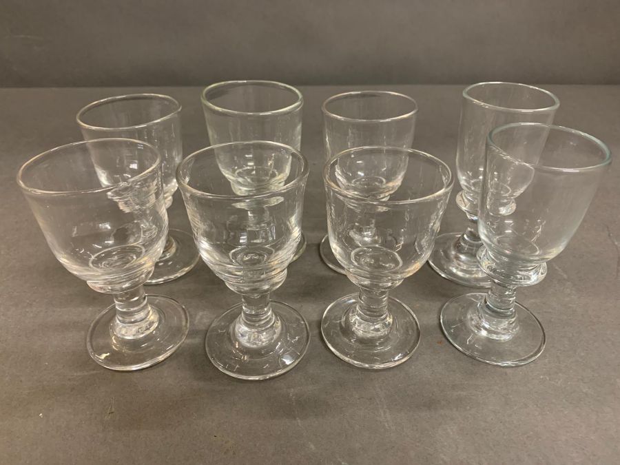 Eight heavy 19th century tall cup bowl goblets with collars various sizes - Image 3 of 6