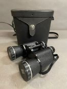 Hoya 7 x 50 Field 7.1" binoculars in leather carry case