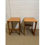 A pair of Mid Century teak side table (H48cm Sq36cm)