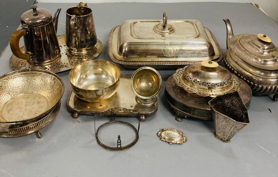 A volume of silver plated items to include teapots etc. - Image 2 of 2