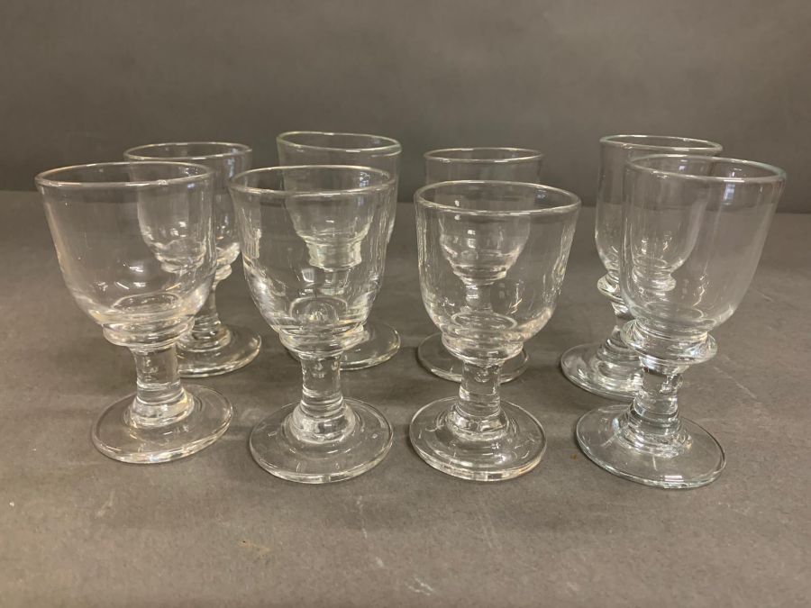 Eight heavy 19th century tall cup bowl goblets with collars various sizes - Image 4 of 6