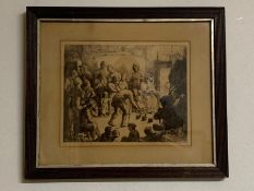 A print after a poem by Robert Burns, 'Great chieftain o' the pudding-race!', framed and glazed, (