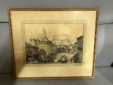 A 'Corner of Chartres' sketch by Holland W. Hobbiss(XIX-XX), framed and glazed, 46cm x 39cm