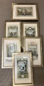 Six 18th Century etchings Framed