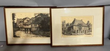 A pair of etchings after Cornelis Marinus ('Cor') van der Woerd (1901-1994), "The Parish House in