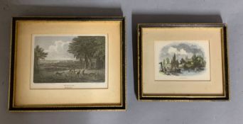 A pair of hand coloured English prints, framed and glazed.