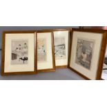 Set of four Japanese prints