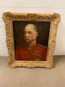 A 19th century English school, 'Decorated officer', oil on painting, within a gilded frame (58cm x