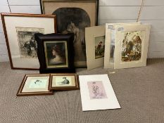 Collection of early 20th C. Prints (9) Mostly Framed.