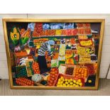 Mama Mahlango's fruit stall oil on canvas, framed