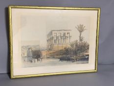 ´The Temple at Phile', a print after David Roberts, framed and glazed.
