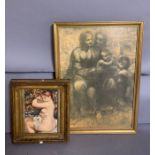 Two prints of lady's framed