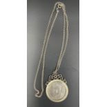 A 1927 Parliament House Australia One Florin coin in mount with necklace chain