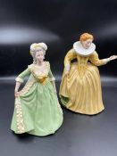 Two Figures by Franklin Porcelain: Katherine The Galliard and Marie Antoinette
