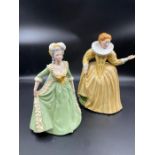 Two Figures by Franklin Porcelain: Katherine The Galliard and Marie Antoinette