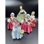 A selection of five Royal Doulton figures to include: Wendy, Lavinia x 2, Fair Lady and Peggy