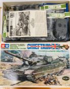 A boxed Tamiya motorise Chieftain army 46ton Medium Tank kit 1/25 scale (content inside all in