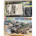 A boxed Tamiya motorise Chieftain army 46ton Medium Tank kit 1/25 scale (content inside all in