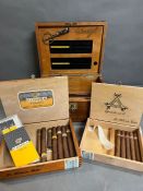 A Davidoff Humidor with a selection of cigars, campaign style chest