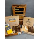 A Davidoff Humidor with a selection of cigars, campaign style chest