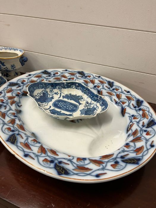 A selection of blue and white china platters and serving dishes - Image 2 of 3