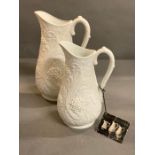 Two Portmeirion porcelain jugs, Parian collection (Tallest H28cm)