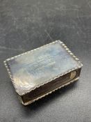 A silver matchbox cover, dated for 1905