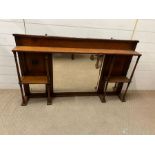 An oak over mantle mirror or wall hanging unit (H79cm W130cm D18cm)