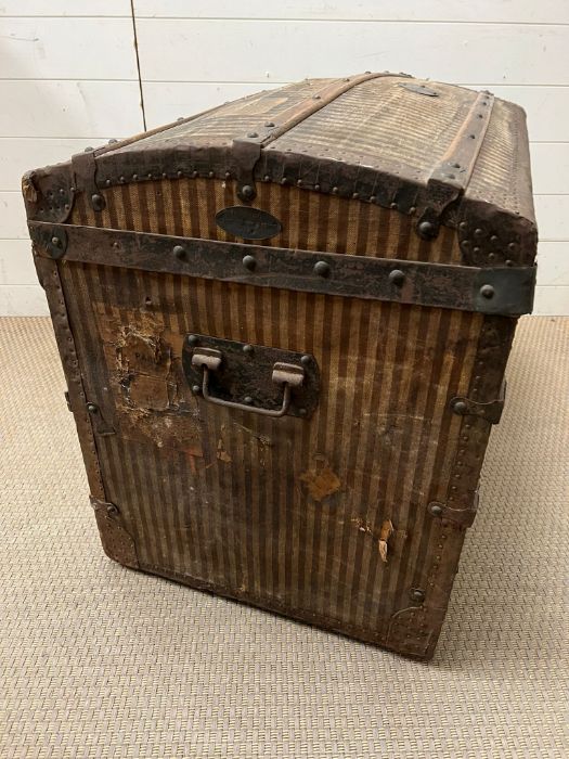 A canvas and a metal bound travel trunk (H65cm W86cm D50cm) - Image 6 of 9