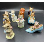 Eight Beatrix Potter Beswick figures
