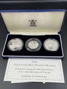 A 1994 three coin silver proof collection commemorating the 50th Anniversary of the Allied
