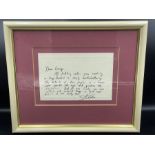 A framed personal note from Steven Spielberg on his headed notepaper to George Gibbs regarding the