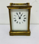 A brass carriage clock