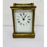 A brass carriage clock