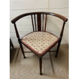 A mahogany inlaid corner chair