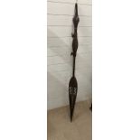 A tribal spear with carved crocodile hand AF