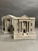 A pair of hand made models by Timothy Richards, the Queen Anne House and The Tyl Theatre.(20cm x