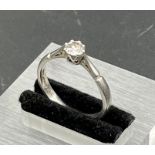 A Diamond ring on platinum mount, hallmarked for 2000. (Total weight 4.7g)