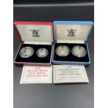 A 1992 silver proof ten pence two coin set and a 1990 silver proof five pence coin set