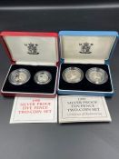 A 1992 silver proof ten pence two coin set and a 1990 silver proof five pence coin set