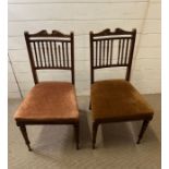 Two side chairs with spindle backs and turned legs AF