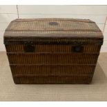 A canvas and a metal bound travel trunk (H65cm W86cm D50cm)