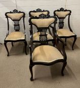 Four Edwardian chairs with harp back and pad feet